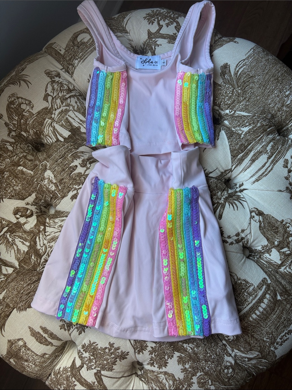 Lola + The Boys Light Pink Dress with Rainbow Sequin Panels